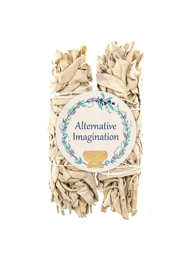Alternative Imagination White Sage Sticks 2 Pack - 6 Inch Natural Smudge Sticks for Sage Smudge Kit Refill, Meditation Accessories, Witchcraft Supplies, Spiritual Cleansing, Spiritual Gifts - Alternative Imagination - Image 1